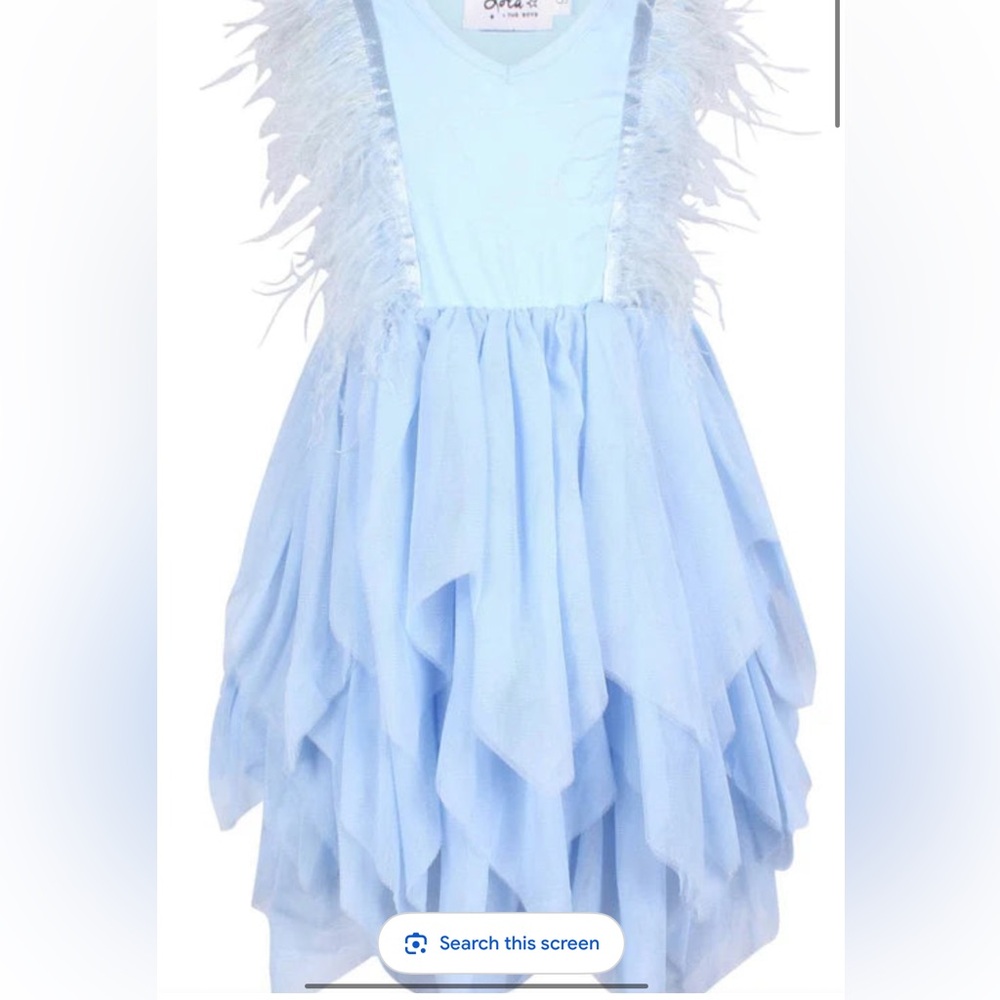 Lola Sky Blue Feathered Kids Dance Costume